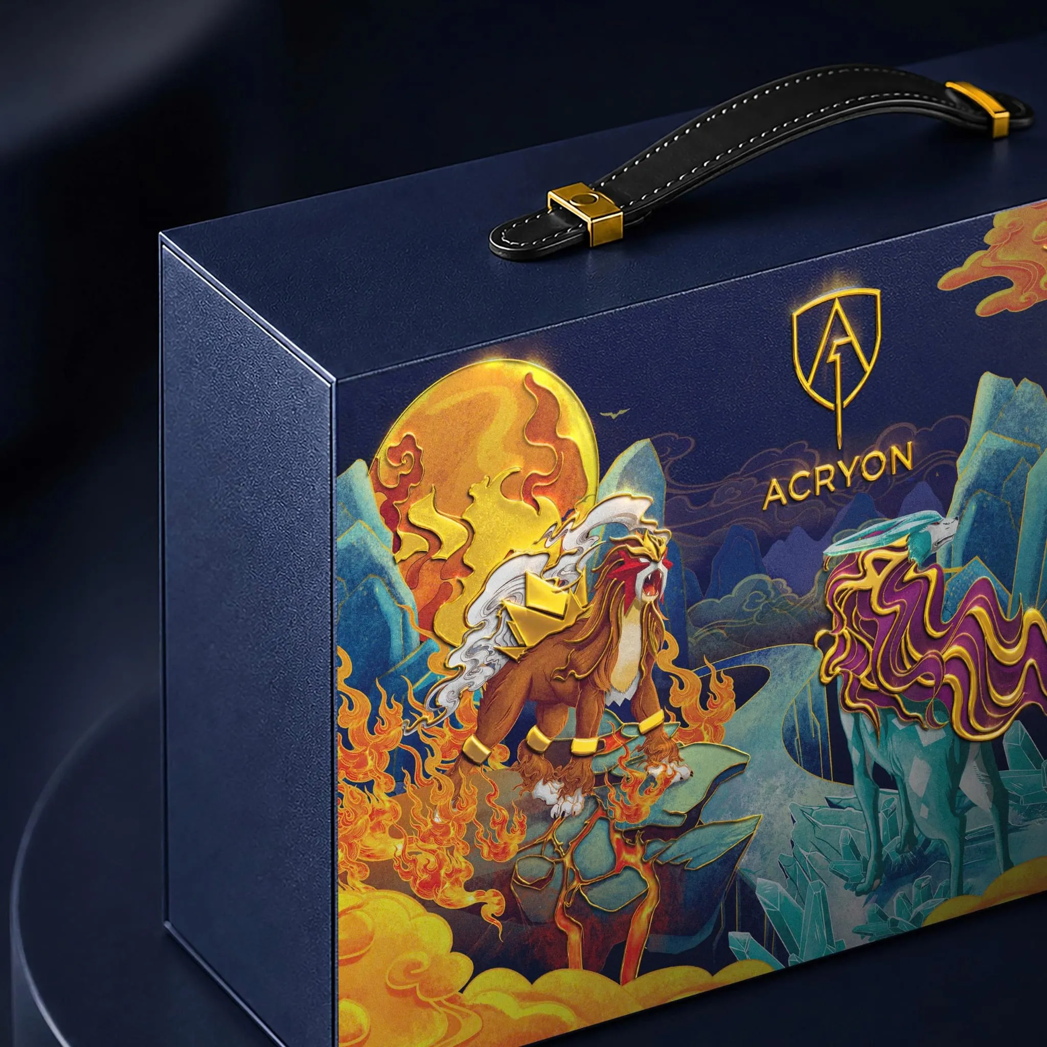 Illustration Entei en relief doré