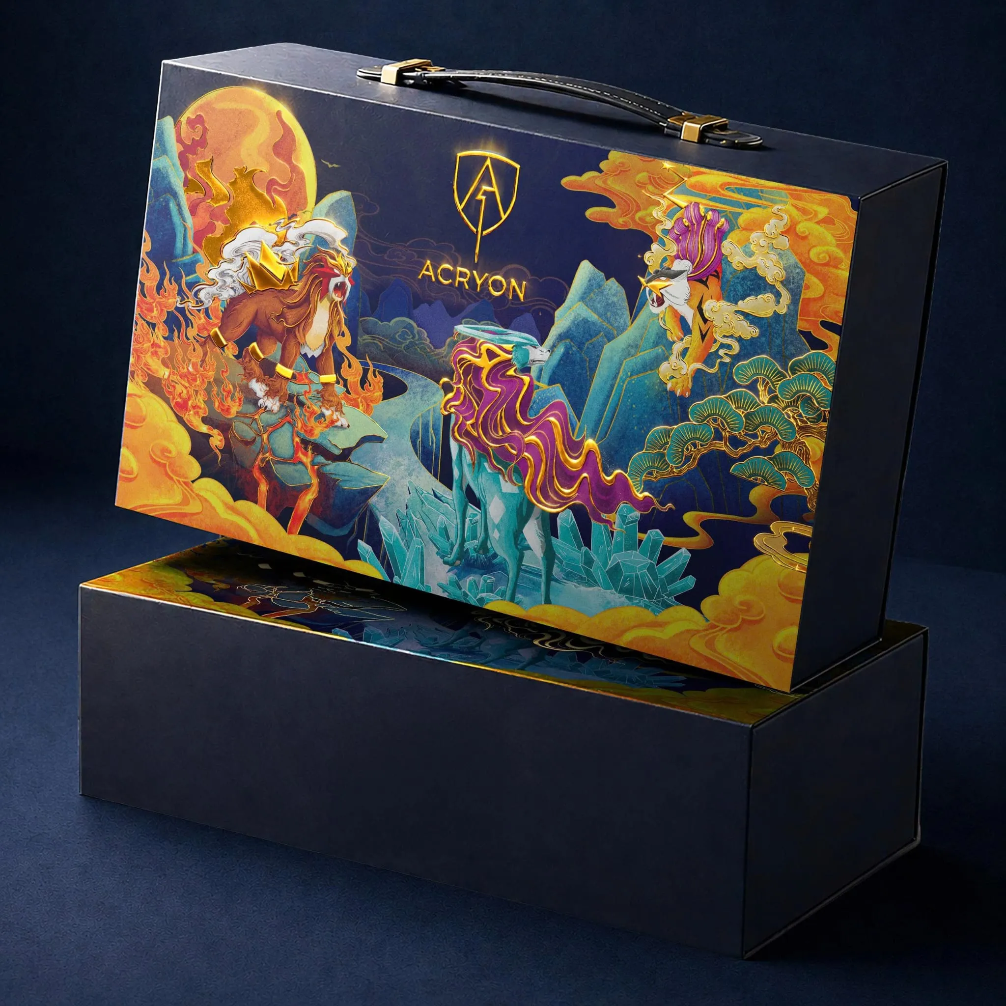Coffret ouvert, trois compartiments